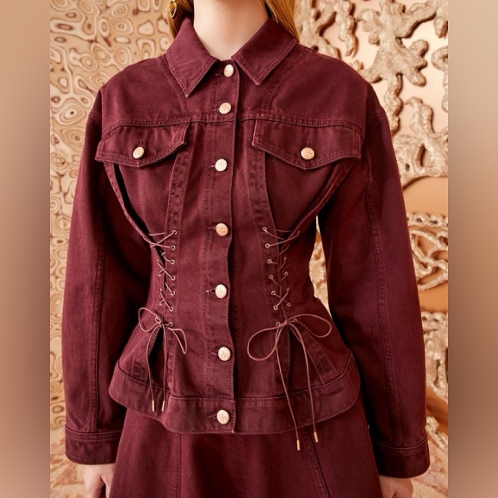 Ulla Johnson Naomi Lace-Up Denim Jacket size Medium